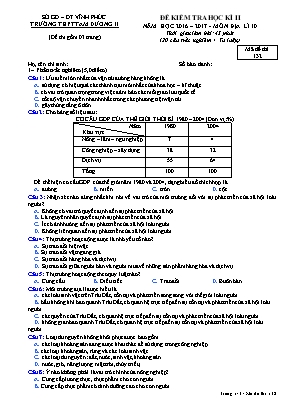 Đề kiểm tra học kỳ II môn Địa lý Lớp 10 - Mã đề 132 - Năm học 2016-2017 - Trường THPT Tam Dương II